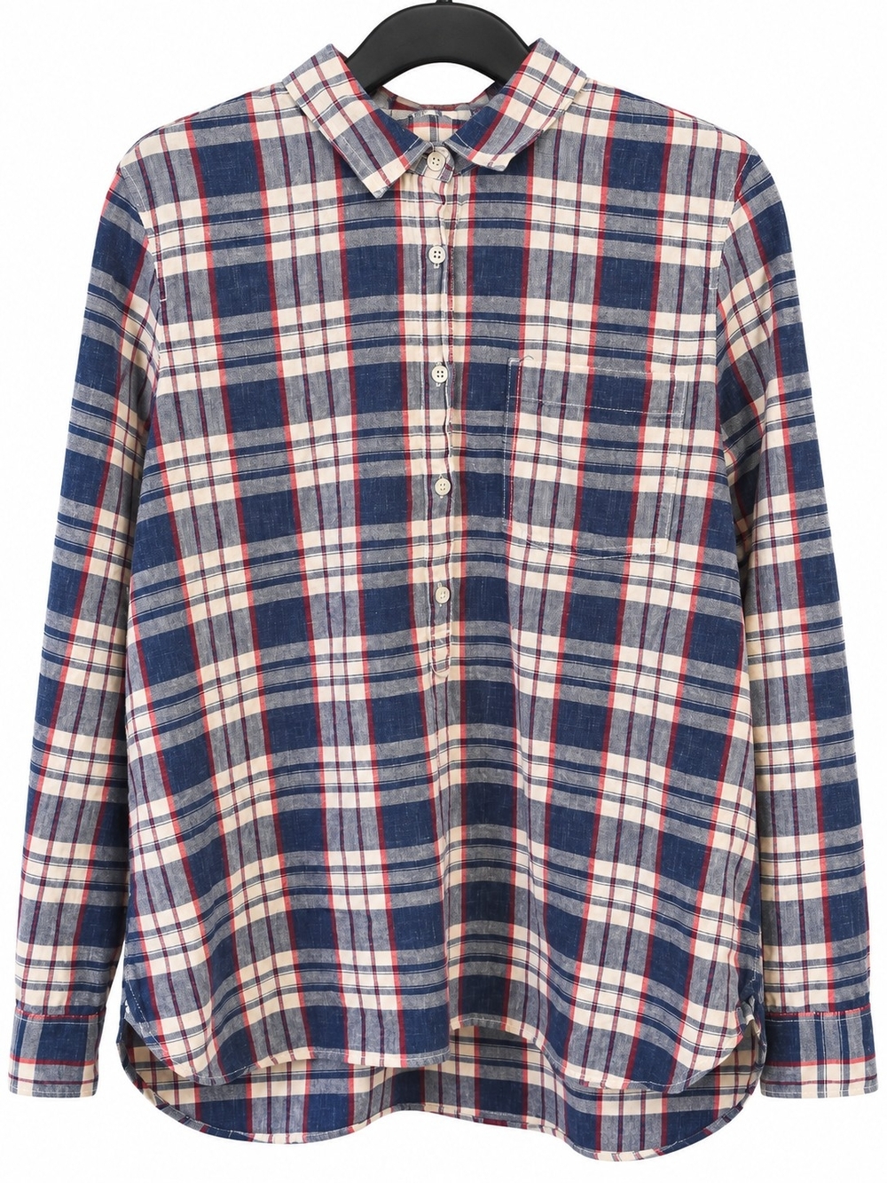 J.Crew Plaid Cotton Button Down in Blue & Red Large